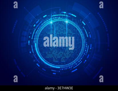 concept of cryptocurrency technology, graphic of bitcoin symbol with futuristic element Stock Vector