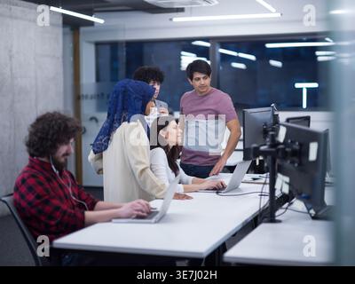 Diverse group of business team working together in office Stock Photo