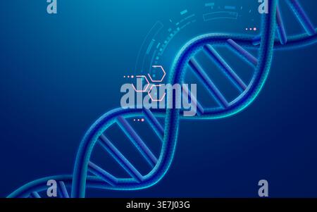concept of synthetic biology or biotechnology, graphic of artificial DNA with futuristic element Stock Vector