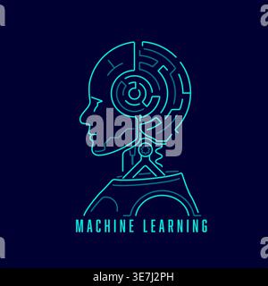 concept of machine learning or deep learning, graphic of artificial intelligence with maze brain Stock Vector