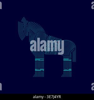 concept of computer virus on the internet, trojan horse combined with coding program Stock Vector