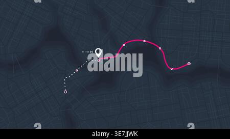 Online location tracking with data of arrive time on city map. Location tracker dashboard with data of arrive time. Huge city map with roads streets Stock Vector