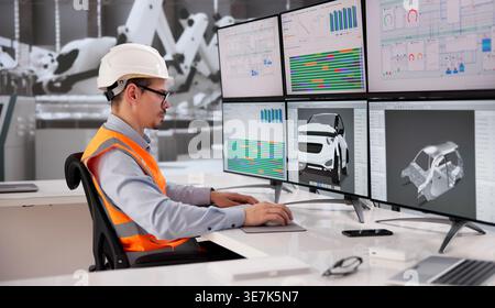 Automotive Engineer Developing Precision Components With CAD Technology On Desktop Computer Stock Photo