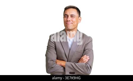 Confident man smiling with arms crossed, transparent background Stock Photo
