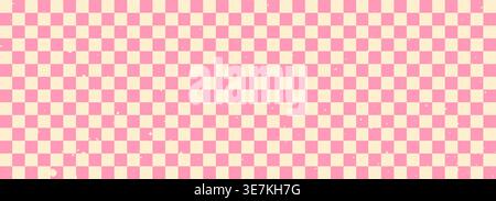 Groovy psychedelic pink checkerboard banner. Stock Vector