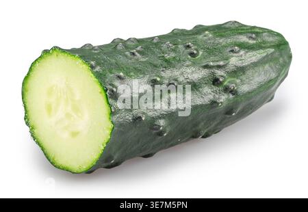 Fresh half of cucumber isolated on a white background. Clipping path. Stock Photo
