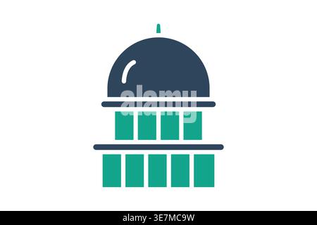 Capitol building solid icon. Icon related to building. Government elements vector illustration Stock Vector
