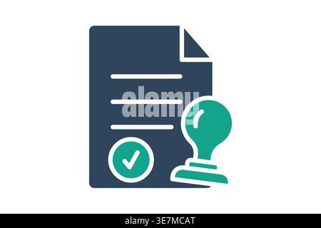 Permit solid icon. Icon related to legality. Government elements vector illustration Stock Vector