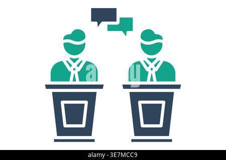 Debate solid icon. Icon related to bureaucracy. Government elements vector illustration Stock Vector