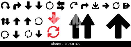 Arrow Icons Collection, Direction, Navigation, and Interface Arrows Set Stock Vector