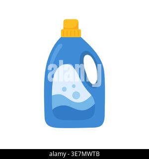 Laundry detergent bottle with blue liquid soap and yellow cap Stock Vector