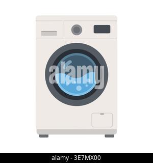 Automatic washing machine front load for laundry and clothing care Stock Vector