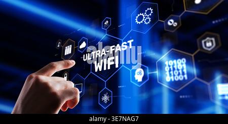 Ultra-fast WiFi technology with high-speed internet connectivity and seamless network performance. Stock Photo