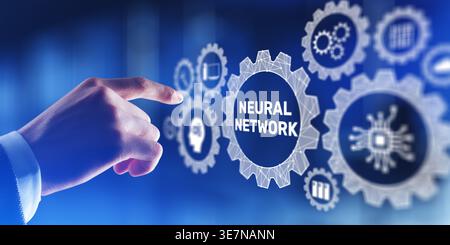 Neural Network Technology for Artificial Intelligence Systems. Stock Photo