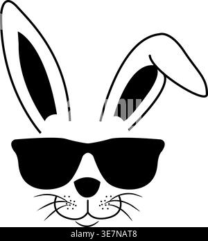 Vector flat bunny in cool dress with black glasses Isolated on white background Stock Vector