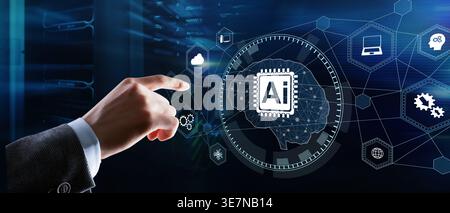 AI Chip Artificial Intelligence Semiconductor Technology for Neural Network Processing and Data Analytics. Stock Photo
