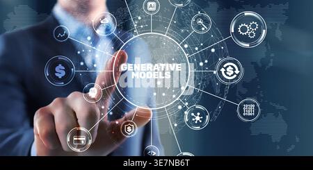 Generative Models Data Systems with Artificial Intelligence Neural Networks Learning Algorithms and Digital Computing Platforms. Stock Photo