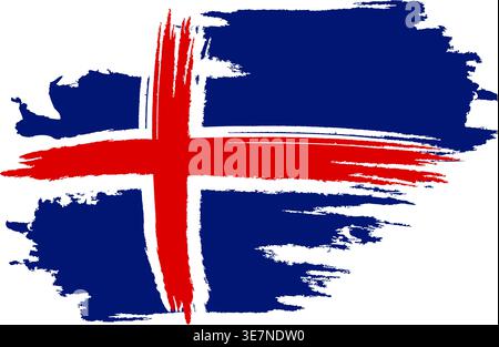 Flag of Iceland in rounded grunge brush stroke Stock Vector