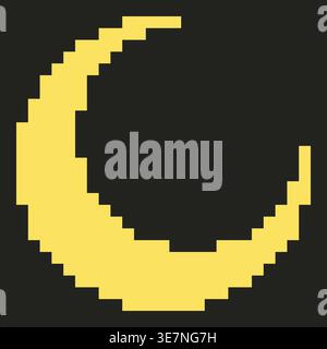 Vector retro pixel art geometric crescent shape. Minimal 8-bit style frame and abstract design element isolated on background. Stock Vector