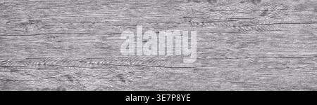 Light gray shabby wooden panoramic grain texture. Wide long wood rustic background Stock Photo