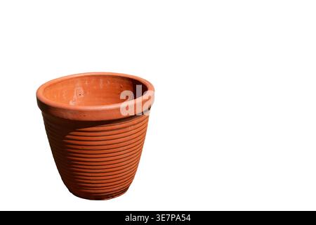 Empty Flowerpot Isolated on White Background with Copy Space Stock Photo