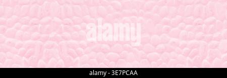 Pink painted shabby stone wall wide texture. Soft rose color stonework masonry. Light abstract wallpaper. Panoramic pastel vintage background Stock Photo