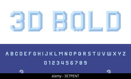 3D Bold Font Alphabet Typography Design Vector Illustration Stock Vector