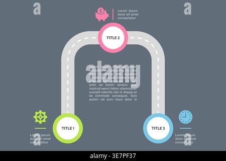 Roadmap Infographic with Five Steps and Icons on Green Background Vector Illustration Stock Vector