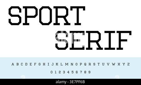 Sport Serif Alphabet Typeface Vector Illustration Design for Athletic Headline, Classic Style, and Bold Typography Stock Vector