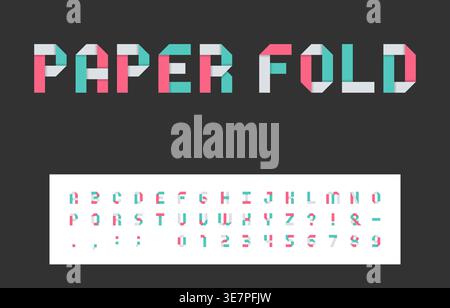 Paper Fold Multicolor Alphabet Font Vector Illustration with Creative 3D Lettering and Bold Typography on Dark Background Stock Vector
