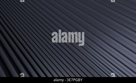 Abstract dark gray background with parallel diagonal lines and three dimensional rendered texture effect Stock Photo