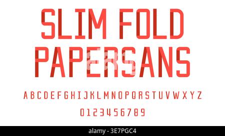 Slim Fold Paper Sans Font Alphabet Vector Illustration Design for Modern Typography and Creative Display Stock Vector