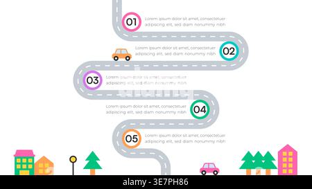 Minimalist Roadmap Infographic with Sequential Steps and Icons Vector Illustration Stock Vector