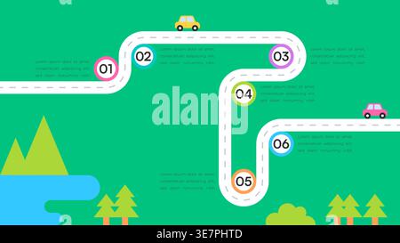 Milestone Roadmap Infographic with Green Background and Highlighted Icons Vector Illustration Stock Vector