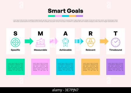 Smart Goals Horizontal Infographic with Labeled Arrows and Icons Vector ...