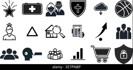 Healthcare and Financial Growth Concept Icons for Professional Services Stock Vector