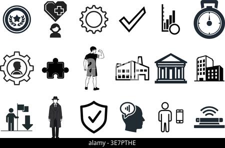 Industrial Management and Professional Achievement Elements Stock Vector
