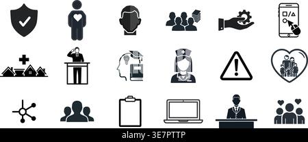 Business Professional and Multimedia Communication Icon Set Stock Vector