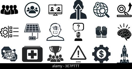 Sustainable Energy and Strategic Business Management Icons Stock Vector