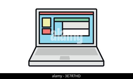 Laptop web design and browser icon Stock Vector