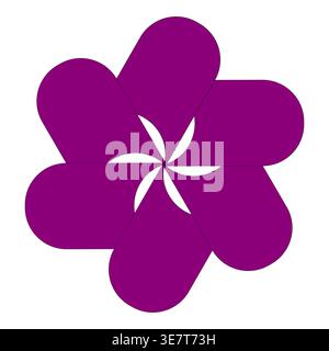 Six petal flower. Pinwheel shape symbol. Abstract purple Vector. Clean minimal design. Stock Vector
