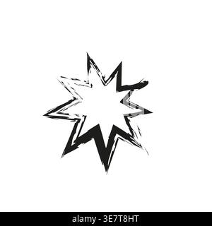 Grunge star explosion shape. Hand drawn Vector effect. Burst black brush stroke. Dynamic comic speech icon. Stock Vector
