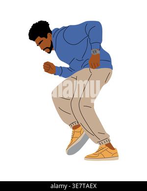 Black man performing hip hop street dance Stock Vector