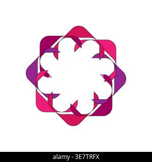 Abstract swirl emblem. Pink purple vector logo. Circular corporate symbol. Geometric rotation shape. Stock Vector