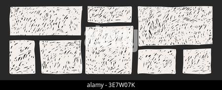 Chalk freehand scribble white texture set text boxes, crayon frames on blackboard. Borders in sketch style. Childlike grunge rectangles. . Vector illustration Stock Vector