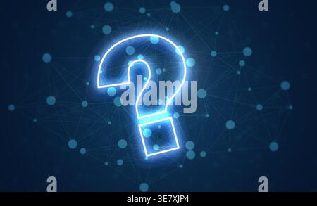 Question mark and plexus pattern on blue background Stock Photo