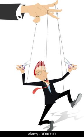 Thread Controlled Puppet Puppet master hand. Marionette control strings on puppeteer hands ...
