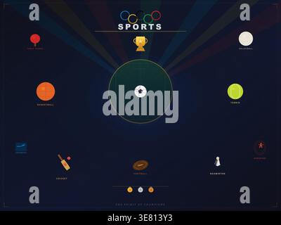 Various sports equipment icons arranged for competition Stock Vector