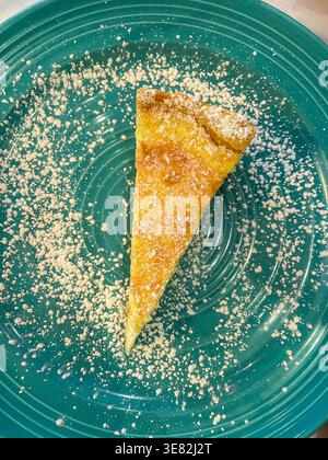 Flat lay of cheesecake, dessert at Casa de Angelo in Little Italy, 2026, New York City Stock Photo