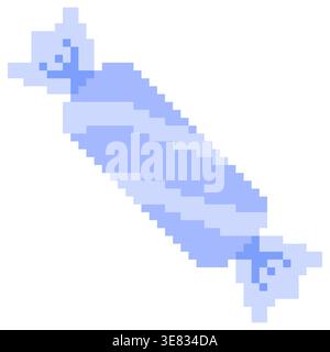Soft blue pixel wrapped candy in retro 8 bit style. Perfect for game assets and creative design Stock Vector
